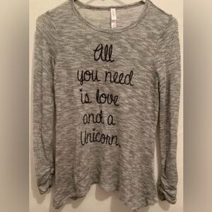 Junior Girl’s Xhiliration L-Sleeve 
“All You Need is Love & Unicorns”